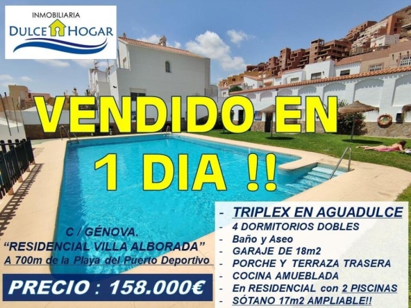 Imagen 1 de GRAN OCASION EN AGUADULCE!! TRIPLEX DE 4 DORMIT. + GARAJE + SOTANO + TERRAZAS + PISCINA COMUNITARIA