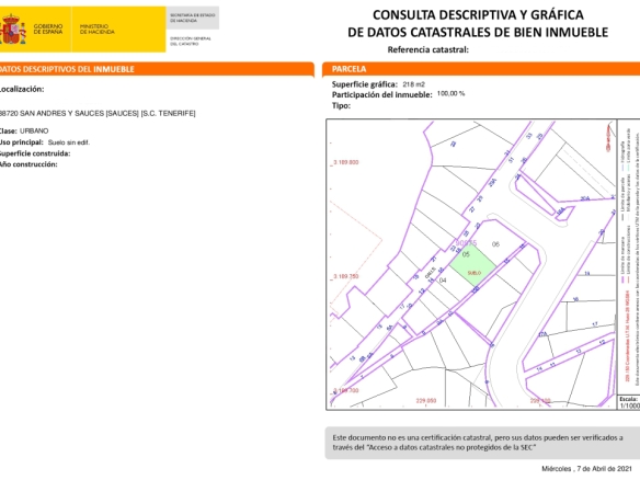 Imagen 2 de Solar urbano en Venta en San Andres Y Sauces Santa Cruz de Tenerife