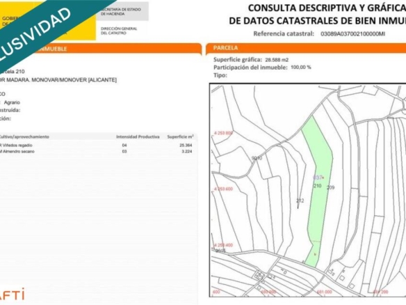 Imagen 1 de EXCLUSIVA OPORTUNIDAD – PARCELAS RÚSTICAS EN CASAS DE SANCHIS (MONOVAR)