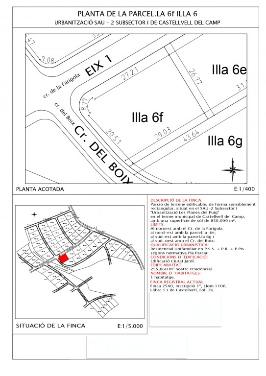Imagen 1 de Suelo urbanizable en Venta en Castellvell Del Camp Tarragona