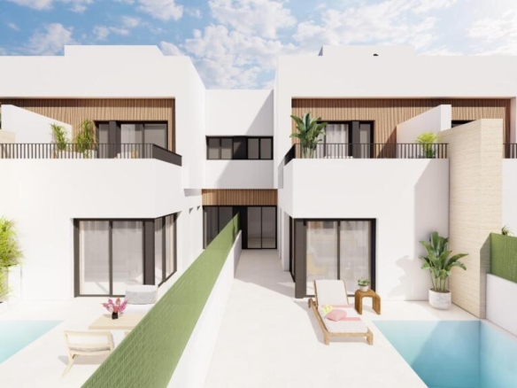 Imagen 1 de Elegantes villas adosadas de obra nueva con piscina privada cerca del mar en Santiago de la Ribera