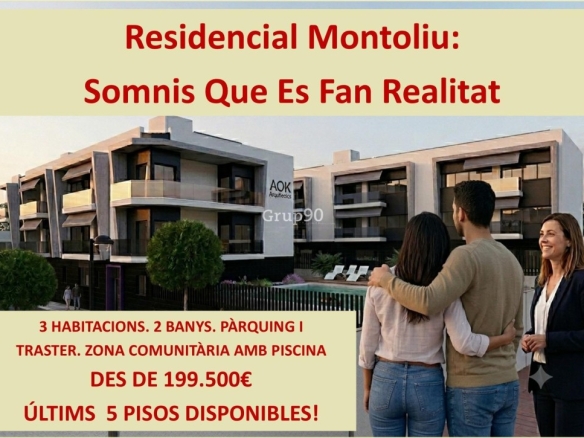 Imagen 1 de RESIDENCIAL MONTOLIU. PISO 3 HABITACIONES. CON PARKING Y TRASTERO. ZONA COMUNITARIA