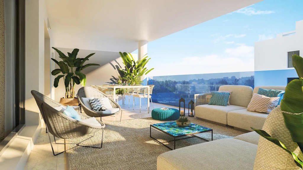 Piso AMPLIO de 3 Dorm. a ESTRENAR YA!! con TERRAZA 54 m2, , con piscinas y parques!! En Las Lagunas de Mijas